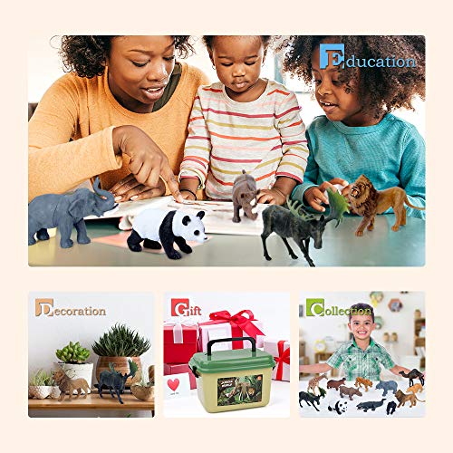 Mini Tudou Safari Animals Figures & 57x38.6'' Play Mat for Kids Toddler 3-5
