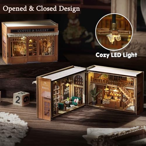 DIY Miniature House Kit with Furniture, Opened & Closed Mini Cube Dollhouse