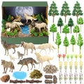48 Pcs Woodland Wolf Diorama Kit Habitat Project Box Set - color: Wolf
