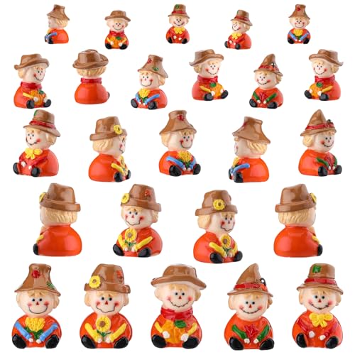 Wesiti 40 Pcs Fall Mini Scarecrow Resin Figurine Fall Miniature Statues - style: Scarecrow