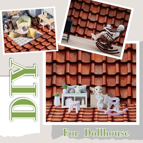 Flutesan 12 Pcs Miniature Dollhouse Wallpaper, Roof Tiles Clay - style: Roof Tiles Clay