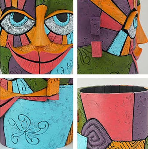 Picasso Abstract Resin Flower Pots Colorful Unique Face Planters Pots Head - color: Smiling Face