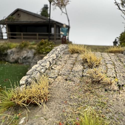 Miniature Model Grass Tufts & 8mm Static Grass Sheets for Diorama - 3.27x2.17 Inch Terrain Scenery for Railway, Train, Car Diorama & Miniature Scene Models (Wood Yellow) - color: Wood Yellow