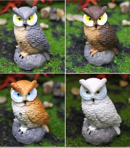Mini Owl Figurines 4pcs - Fairy Garden Accessories, Miniature Owls for Fairy Garden Decor, Small Owl Gifts for Women Mom Grandma - style: Owl Set of 4