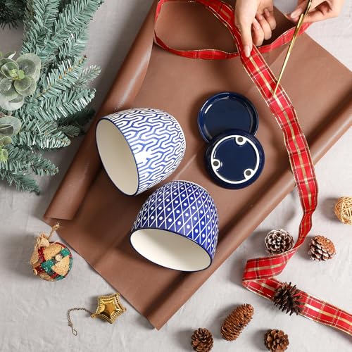 Selamica Ceramic Plant Pots, 5.6 Inch Flower Pots for Indoor Plants with Drainage Hole and Saucer,Home Decor, Set of 4, Vintage Blue - color: Vintage Blue, size: 5.6 inch, set of 4