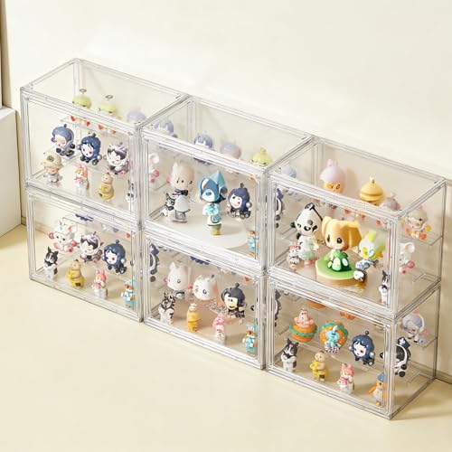 Acrylic Display Case for Collectibles 3 Tier,Small Clear Display Box 4pack - size: S-4pack