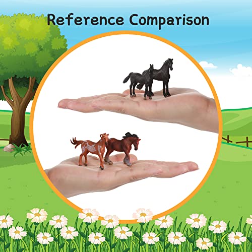 Chalyna 12 Pcs Mini Plastic Horse Figurines 2-3" Tiny Farm Pony Toys