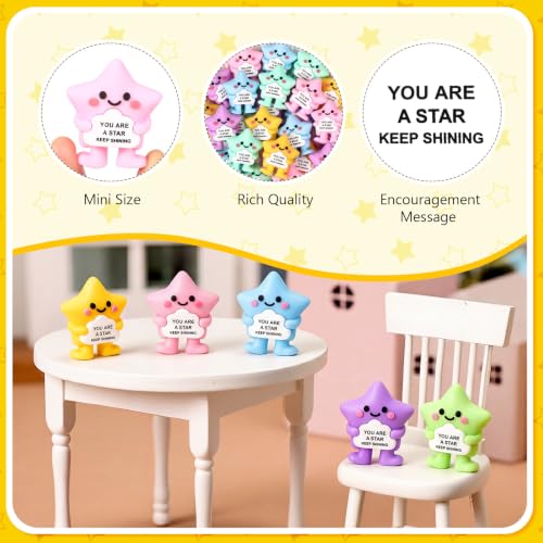 Gejoy 25 Pcs Mini Rubber Colorful Star Toys Positive Mini Stars Figures - style: Colorful Star