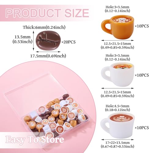 FASHEWELRY 50Pcs Resin Coffee Cup Coffee Bean Miniature Ornaments, Lovely Tableware Tea Mugs for Micro Landscape Garden Dollhouse Accessories Dollhouse Kitchen Play - color: Coffee Cup/Coffee Bean