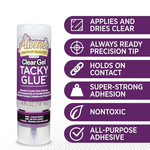 Aleene's Clear Gel Tacky Glue for Crafts in Always Ready Bottle, Nontoxic, Applies and Dries Clear, 4 fl oz - size: 4 fl oz