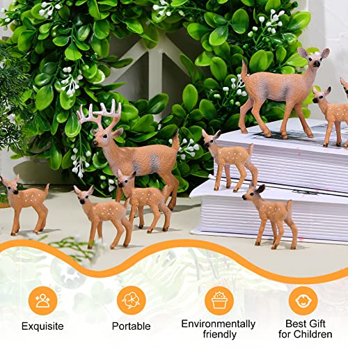 Skylety 12 Pcs Deer Toy Miniature Realistic Forest Animals Family Set