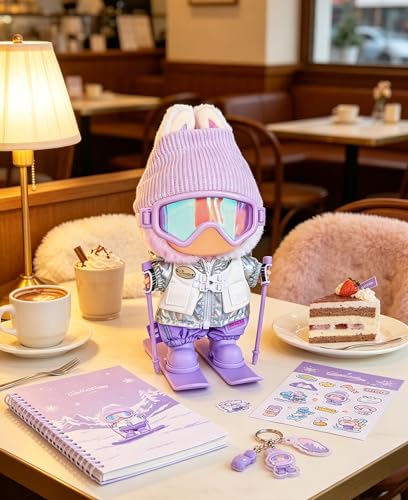 17cm Doll Clothes & Accessories Set for Labubu, Purple Ski Outfits - color: Purple