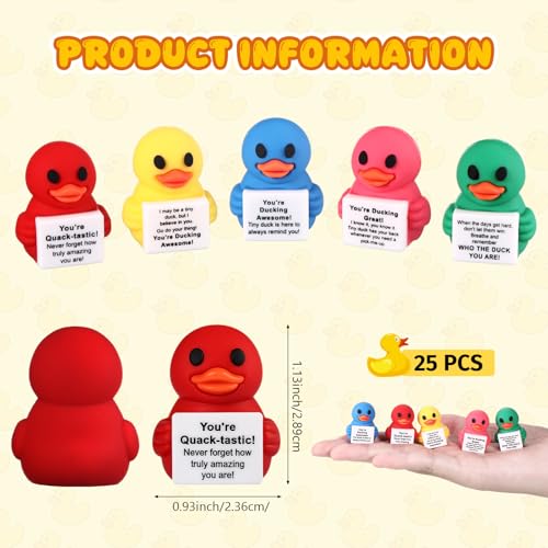 Gejoy 25 Pcs Mini Rubber Bright Duck Toys Positive Mini Ducks Figures - style: Bright Duck