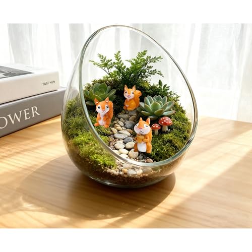 Cute Squirrel Family Figurine Set - Miniature Garden Fairy Ornament for DIY Home Decor, Micro Landscape Accessories, Bonsai Craft Decor, Fairy Garden Decorations, 3Pack