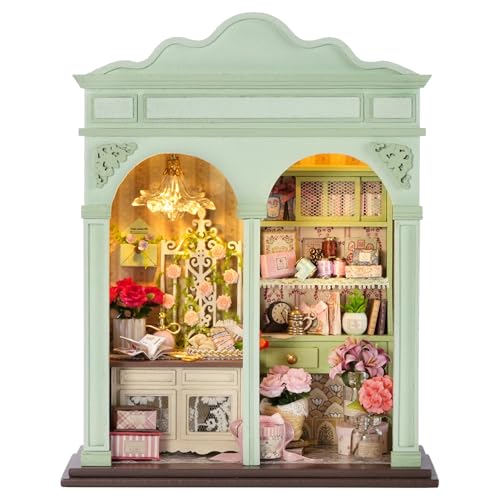 CUTEROOM DIY Miniature House Building Kit for Adults with LED Lights - Realistic Mini Dollhouse Model & Wooden Furniture, Creative Craft Kit for Home Decor Gift- Floral Reverie - style: Floral reverie
