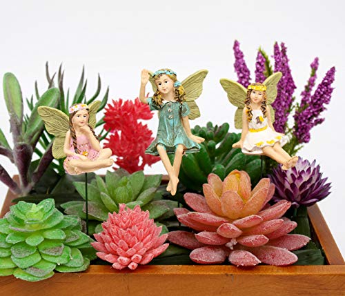 Fairy Garden Vintage Resin Fairy Figurines for Outdoor Garden Yard Lawn Supplies Home Decor Set of 6 - color: Green