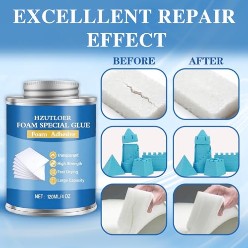 4OZ Foam Glue with Brush,High Strength Clear Foam Adhesive for EVA Sponge Rubber Pearl Cotton Plastic Sheets,Waterproof Glue for DIY Crafts Model Making Home Repairs