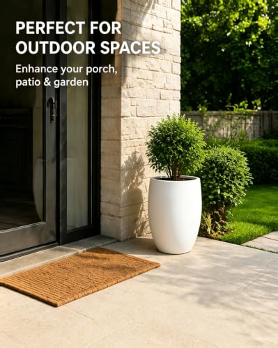Kante Tall Concrete Planter 21.7" Modern White Floor Pot for Indoor Outdoor - color: Pure White