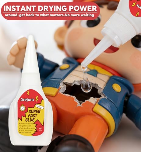 Super Glue Gel, Clear Glue Fast-Drying Thin & Strong Adhesive Superglue for Plastic, Wood, DIY Craft, Leather, Metal & Ceramic 0.35 oz*2 Pack