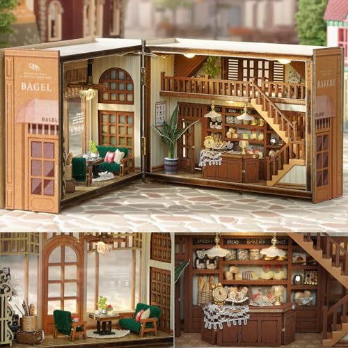 DIY Miniature House Kit with Furniture, Opened & Closed Mini Cube Dollhouse