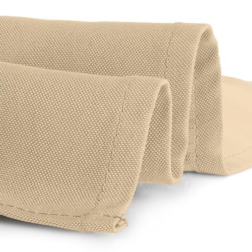 Gee Di Moda Square Tablecloth - 85 x 85 Inch Beige Table Cloth for Large Square or Round Tables - Heavy Duty Washable Fabric - for Buffet Table, Holiday Party, Dinner, Wedding & Baby Shower - color: Beige, size: 85" x 85" (Square)