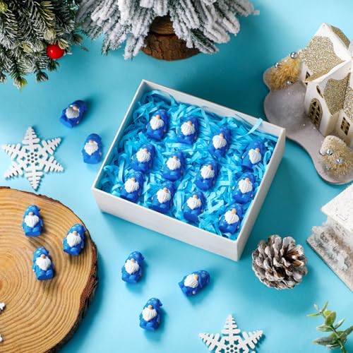 Yaomiao 50 Pcs Mini Resin Winter Gnomes Figurines Winter Snowflake Gnomes Statues Snowflake White and Blue Gnome Figures Table Decor for Holiday Festive Home Kitchen Tiered Tray - style: Winter Snowflake