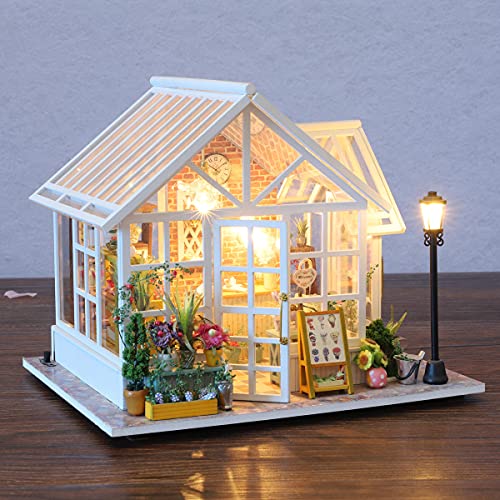 GuDoQi DIY Miniature Dollhouse Kit, Tiny House kit with Music, Miniature House Kit 1:24 Scale, Great Handmade Crafts Gift for Birthday Christmas, Beautiful Flower Shop - color: Beautiful Flower Shop