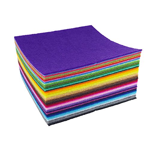 flic-flac 44PCS 12 x 12 inches (30 x 30cm) Assorted Color Felt Fabric Sheets Patchwork Sewing DIY Craft 1mm Thick … (30cm * 30cm, 44pcs) - color: 44pcs, size: 30cm * 30cm