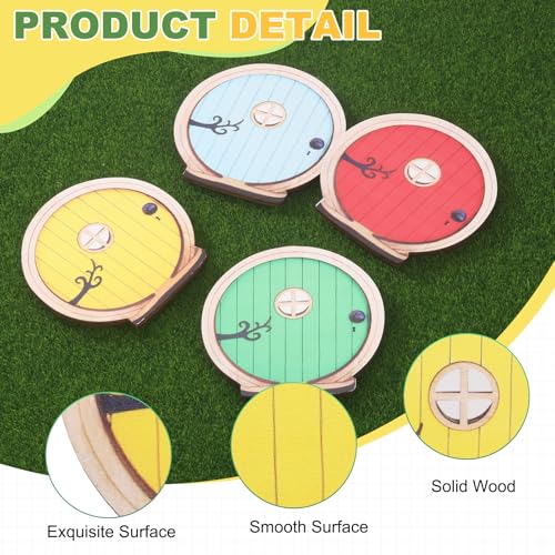 Fairy Garden Door Tree Dollhouse Wooden Door Miniature DIY Yellow - color: Yellow