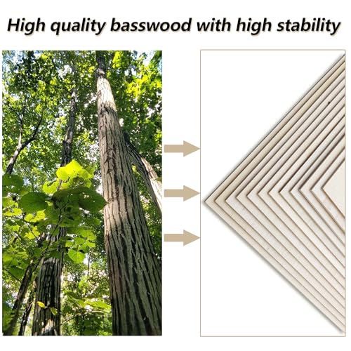 36 Pack Basswood Sheets 1/8 inch, 3mm Basswood for Laser Cutting, 12 x 12 inch Wood Slabs for Crafts, DIY Architectural Models Making, Wood Engraving, Staining