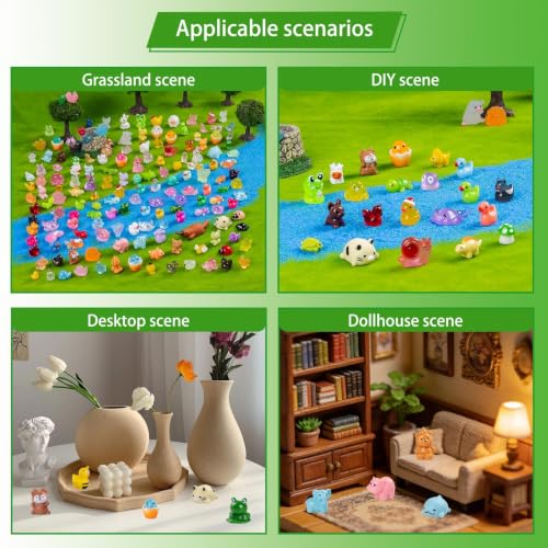 160pcs Mini Resin Animals Different 160 Styles Variety Tiny Small Animals Figure to Hide Luminous Glow in The Dark for Garden Dollhouse DIY Craft Decor Small Plastic Miniature Crafts Decor Aquarium