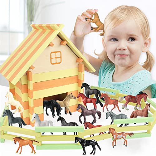 RCOMG 18 PCS Horse Toys for Girls & Boys - Realistic Plastic Miniature Pony Figures, Farm Animal Toy Horses, Cake Topper, Party Favor, Birthday Pinata