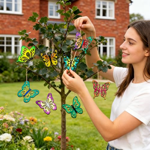 80PCS Unfinished Ornament Wood Crafts, Painting Blank Wooden Cutouts - color: Butterfly