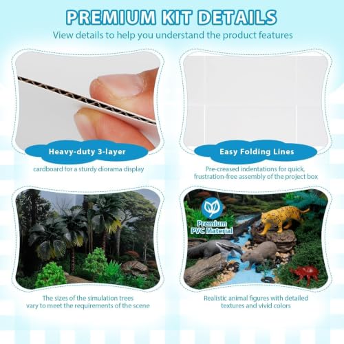 DZrudun Rainforest Diorama Kit, Large Diorama Box and 52Pc Diorama Supplies - color: Rainforest Diorama kit