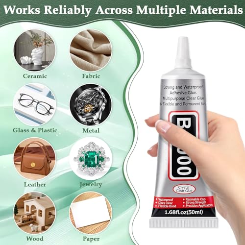 B7000 Glue Clear with Precision Tip for Rhinestones, 5Pcs 50mL/1.68 fl oz - color: 5Pcs, 1.68fl.oz (50mL)
