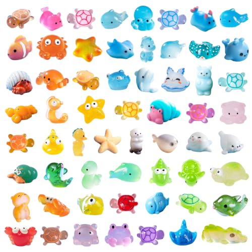 Zerobe Mini Resin Ocean Animals: 60Pcs Tiny Sea Creature Figurine Set - color: Ocean