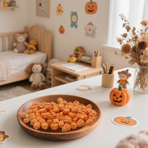 FESTGLOX 100Pcs Mini Pumpkins for Decorating,Resin Tiny Pumpkins for Crafts - color: Orange Pumpkins-100pcs