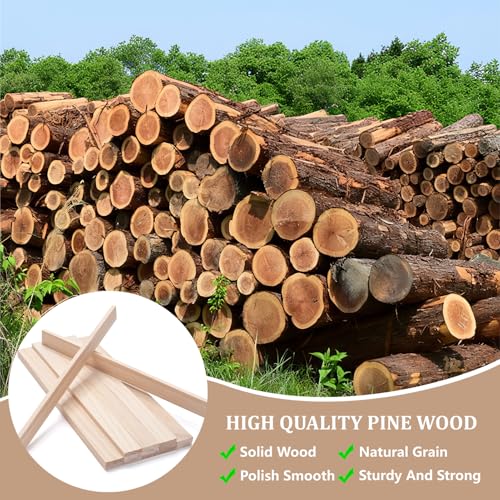 Wood Trim Wooden Strips Slats for Wall, Wooden Dowels Sticks for Crafts, 1/4" × 3/4" × 12", 15 PCS Square Wood Dowel Rods for Crafting, Unfinished Hardwood Sticks Flat Lumber Boards for Woodworking - size: 1/4x3/4x12 in - 15PCS