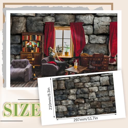 Flutesan 24 Pcs Miniature Dollhouse Wallpaper, Stone Pattern - style: Stone Pattern