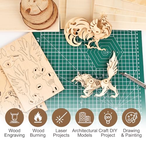 50 Pack Basswood Sheets for Crafts,12"x12"x1/8" 3mm Thick Plywood Sheets with Smooth Surfaces-Unfinished Squares Wood Boards for Laser Cutting, Wood Burning, Architectural Models, Staining