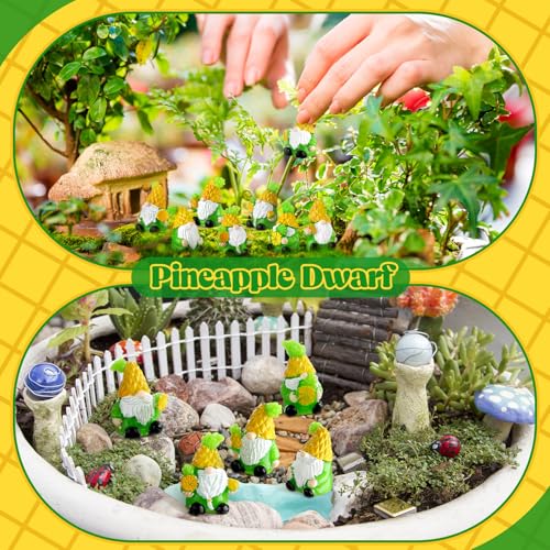 Wesiti 40 Pcs Christmas Pineapple Gnomes Mini Resin Figurine Miniature Resin Statues Tiny Gnomes Figurine for Table Decor Indoor Outdoor Home Garden Plant Pot - style: Pineapple