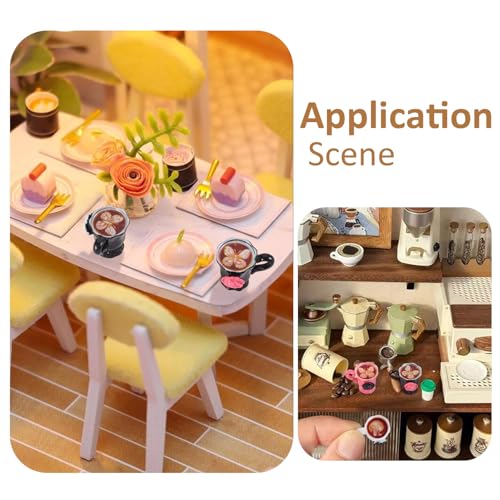 FASHEWELRY 16Pcs Mini Coffee Cups Resin Coffee Mug Model White Black Pink Tea Cup Halloween Dollhouse Miniatures for Keychain Dollhouse Party Decor Ornaments - color: 4 Colors-coffee Cups