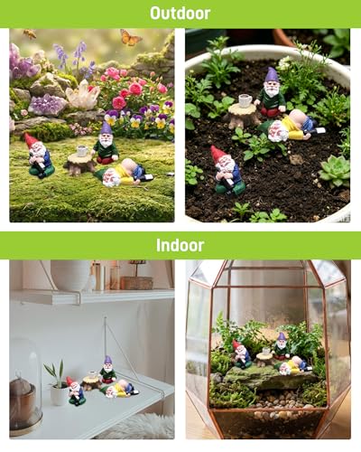 Garden Gnome Outdoor Figurines, Funny Miniature Fairy Garden Accessories, Resin 𝗗𝗿𝘂𝗻𝗸 Gnomes Statues for Micro Landscape, Outdoor Yard Lawn Planter Pot Decor, Novelty Gag Gift