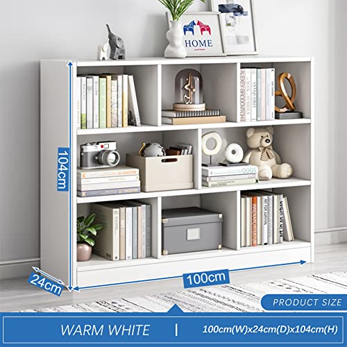 IOTXY Open Shelf Low Bookcase - Wooden 3-Tier Cube Bookshelf, Warm White - color: Warm White, size: 100CM Base
