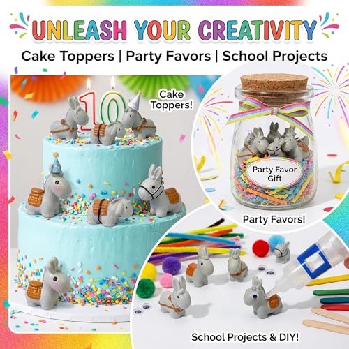 20pcs Miniature Resin Donkeys, Mini Farm Animals Figurines for Fairy Garden Accessories, Tiny Plastic Animals to Hide for Cake Toppers Decor, DIY Crafts,Terrarium Micro Landscape Ornaments