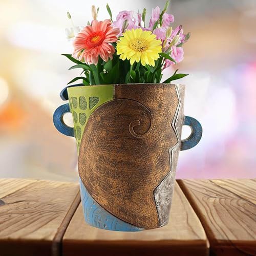 Picasso Abstract Resin Flower Pots Colorful Unique Face Planters Pots Head - color: Regular Face