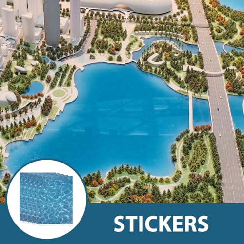 IMIKEYA 5-Pack Self-Adhesive Artificial Water Sheets for Models:Realistic Stream Pattern Sticker, Peel & Stick Fake Water for River, Lake on Train Set, Diorama, Dollhouse Landscape DIY Crafts
