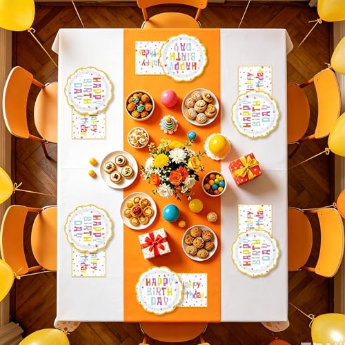 100Pcs Happy Birthday Colorful Polka Dots Party Supplies Serve 50 - style: Confetti Birthday Plates