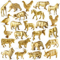 24pcs Gold Animal Figurines Toys, Plastic Safari & Farm Animals Figures, Miniature Zoo Jungle Animals for Cake Toppers Birthday Gift Party Decoration