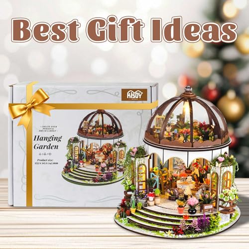 Kisoy DIY Miniature House Kit, Tiny House Building Kit with Furniture and LED Light for Adults and Teens, DIY Mini House Craft Kit, Decorations/Gifts for Family and Friends（Hanging Garden） - color: Hanging Garden
